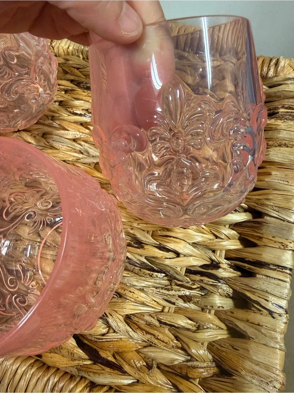 Pink Textured shatter proof Tumbler Set